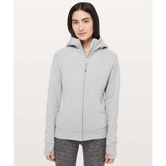 LULULEMON Scuba Hoodie Light Cotton Fleece Heathered Core Light Grey Sz 18 {H40} - Picture 1 of 5